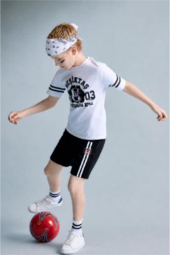 Young Boys - Teen Boys Black Boy Oversize Fit Elastic Band Shorts