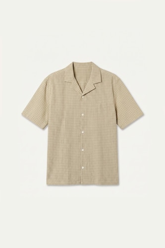 Relaxed Fit Cotton Checked Short Sleeve Shirt