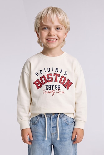 BABY BOY White 100% Cotton Crew Neck Printed Sweatshirt