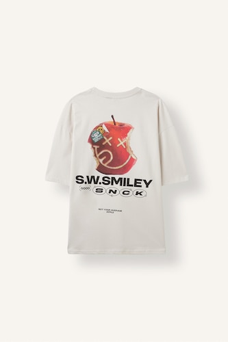 Boxy Fit SmileyWorld Printed Crew Neck Short Sleeve T-Shirt