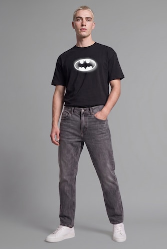 MAN Black Boxy Fit Batman Print Short Sleeve T-Shirt