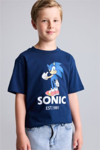 Young Boys - Teen Boys NAVY New Regular Fit Sonic the Hedgehog Short Sleeve T-Shirt