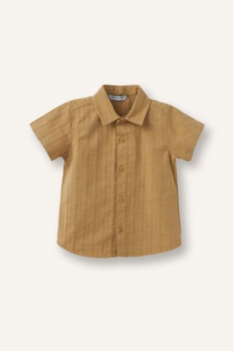 Baby Boys Beige Regular Fit Short Sleeve Shirt