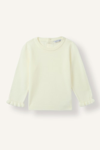 Kız Bebek Ekru Oversize Bisiklet Yaka Triko
