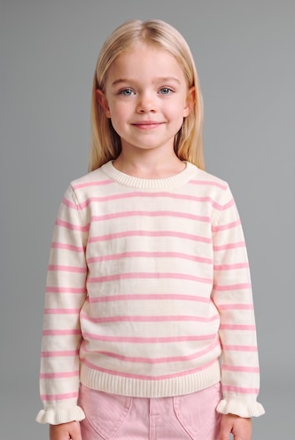Baby Girls Dark Pink Baby Girl Regular Fit Crew Neck Pullover