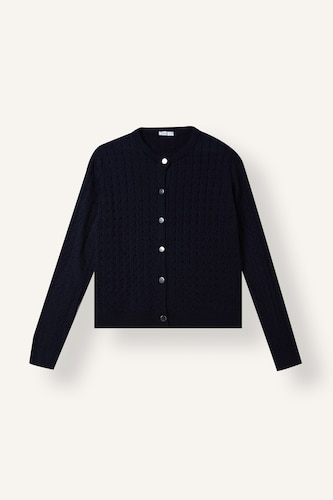 Regular Fit Basic Textured Knitted Crew Neck Buttoned Cardigan