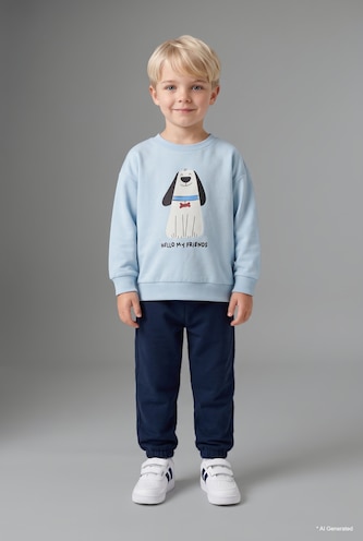 Baby Boy 100% Cotton Printed Top Sweatpants 2 Piece Set