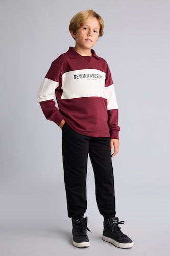 Young Boys - Teen Boys Bordeaux 2 piece Regular Fit Shirt Collar Set