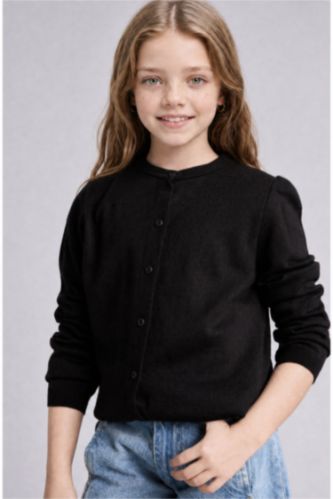 Young Girls - Teen Girls Black Regular Fit Cardigan