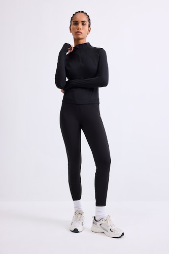 Kadın Siyah Yüksek Bel Beli Saran Sporcu Tayt