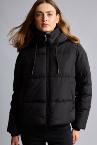 Kadın Siyah Regular Fit Şişme Mont