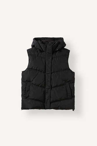 Kadın Siyah Regular Fit Kapüşonlu Şişme Yelek