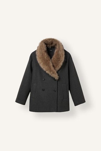 Regular Fit Fur Collar Cashmere Coat