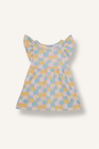 Baby Girls Pink Printed Strappy Knitted Dress