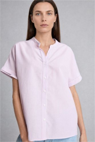 Women Light Pink Regular Fit Short Sleeve Shirt