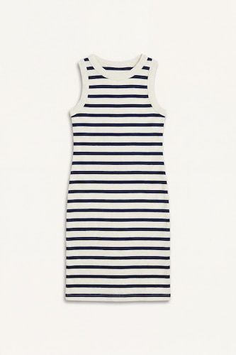 Girl Neck Striped Sleeveless Dress