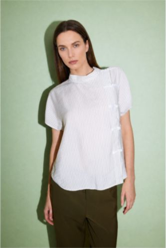Women Ecru Relax Fit Short Sleeve Shirt