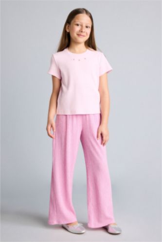 Young Girls - Teen Girls Pink Culotte Fit Trousers