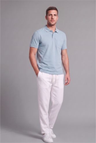 Men Ecru Regular Fit Trousers