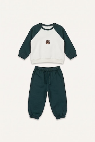 Ensemble vert de 2 pièces avec motif ours pour bébé garçon