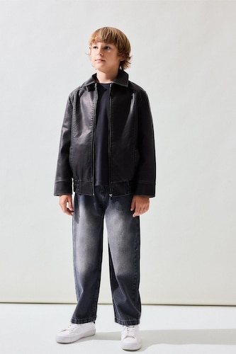 Boys & Teens Grey Boy 100% Cotton Washed Effect Relaxed Fit Jeans