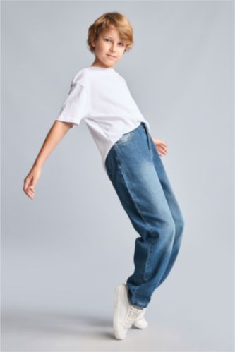 Erkek Çocuk - Genç Erkek Mavi Balloon Fit Jean Pantolon Erkek Çocuk