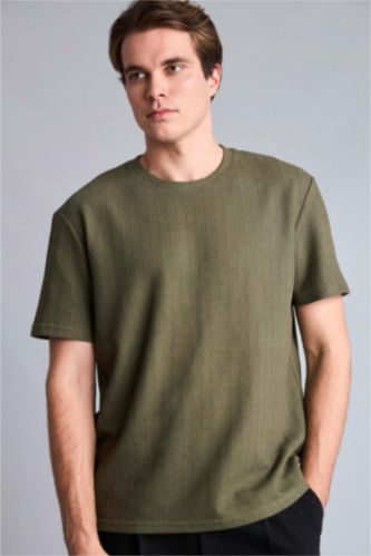 Men Khaki Regular Fit Short Sleeve T-Shirt