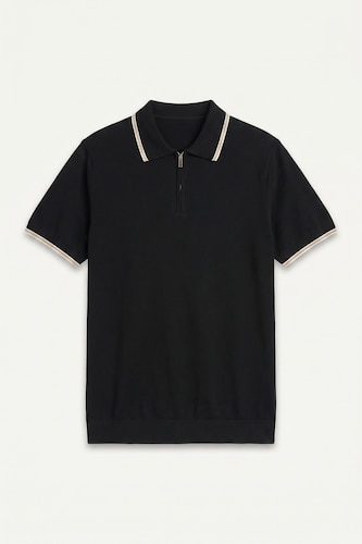Standard Fit Knitted Short Sleeve Polo T-Shirt
