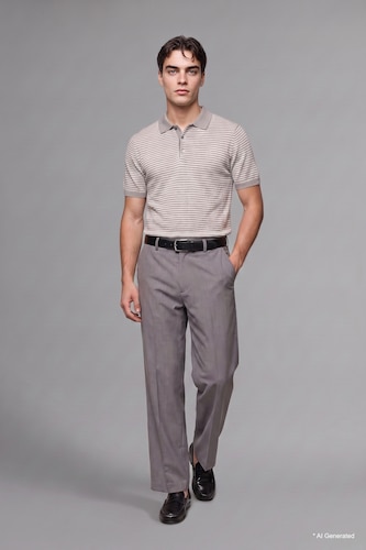 MAN Light Grey Standard Fit Knitwear Short Sleeve Polo T-Shirt