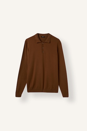 Standard Fit Button-Up Polo Collar Knitted Basic Sweater