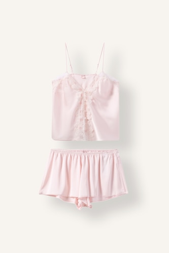 Women Light Pink Satin 2 piece Set