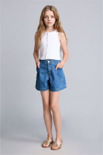 Young Girls - Teen Girls Blue Girl 100% Cotton Denim Shorts