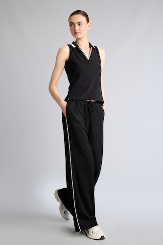 Kadın Siyah Wide Leg Şeritli Krinkıl Pantolon