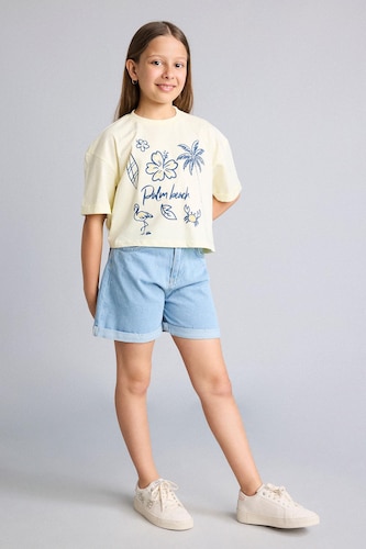 Young Girls - Teen Girls Ice Blue Girl Ice Blue Denim Shorts