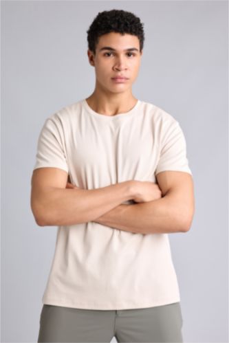 Men Beige Standard Fit Short Sleeve T-Shirt