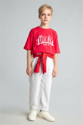 Young Boys - Teen Boys Light Grey Melange Regular Fit Trousers