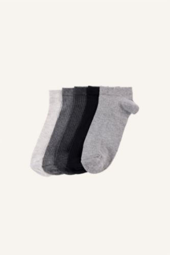 MAN Light Grey Man 5 Piece Cotton Ankle Socks