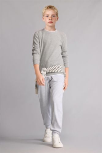 Young Boys - Teen Boys Light Grey Melange Oversize Fit Trousers