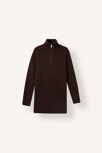 Regular Fit Wool Blend Half-Zip Knitted Tunic