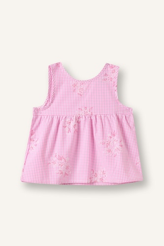 Baby Girl Poplin Printed Short Sleeve Shirt