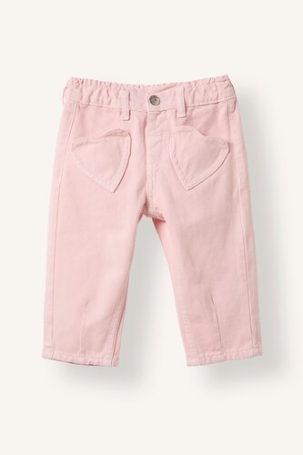 BÉBÉ FILLE Violet Pantalon en gabardine à taille élastique avec détail poche cœur pour bébé fille
