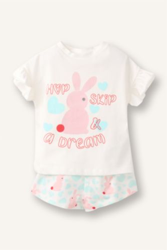 Baby Girls Ecru 2 piece Regular Fit Knitted Pyjamas