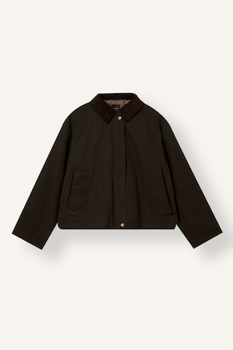 Veste en velours à col polo en coton Coupe régulière