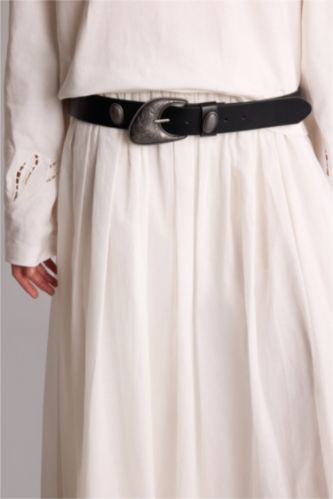 Women Black Manuka x Defacto Woman Rectangular Buckle Faux Leather Belt