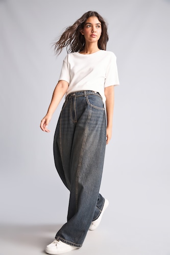 Әйелдерге қою көк Barrel Fit шалбар