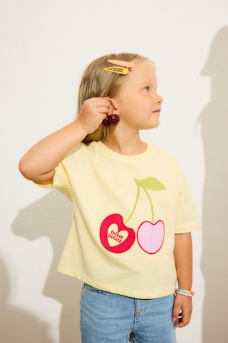BABY GIRL Light Yellow Baby Girl Fruit Print Jersey Light Yellow T-Shirt
