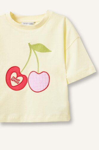Baby Girl Fruit Print Jersey Light Yellow T-Shirt
