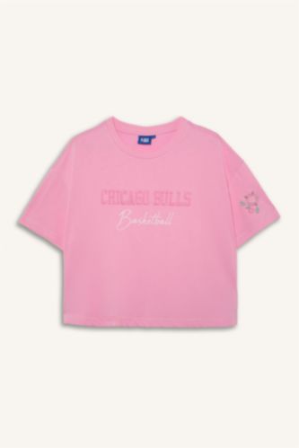 Kadın Pembe NBA Lisanslı Sporcu Kısa Kollu Tişört