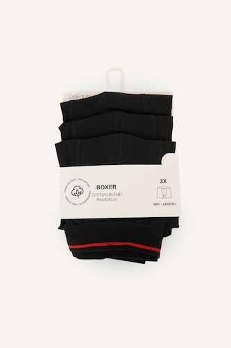 Erkek Siyah Regular Fit Pamuklu 3'lü Boxer