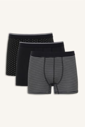 Erkek Antrasit Regular Fıt Çizgili 3'lü Boxer